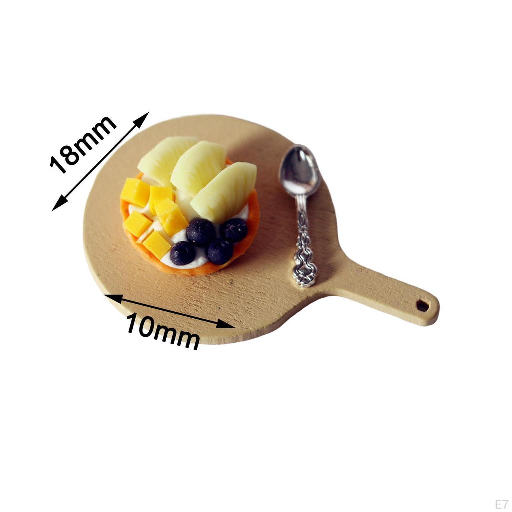 1:Набор из 12 предметов еды для кукольного домика с подносом, фруктовый пирог, ложка, ассорти для малышей и детей