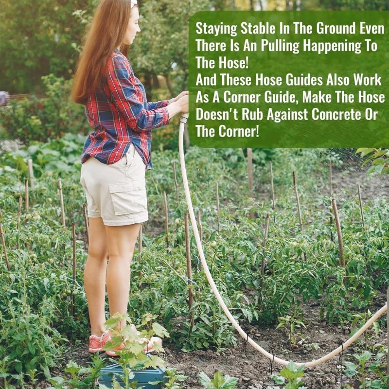 Hose Guide Stakes with Sharpened Ground Spikes Durable Welded Construction Prevents Kinks Fit for Garden Farm Greenhouse