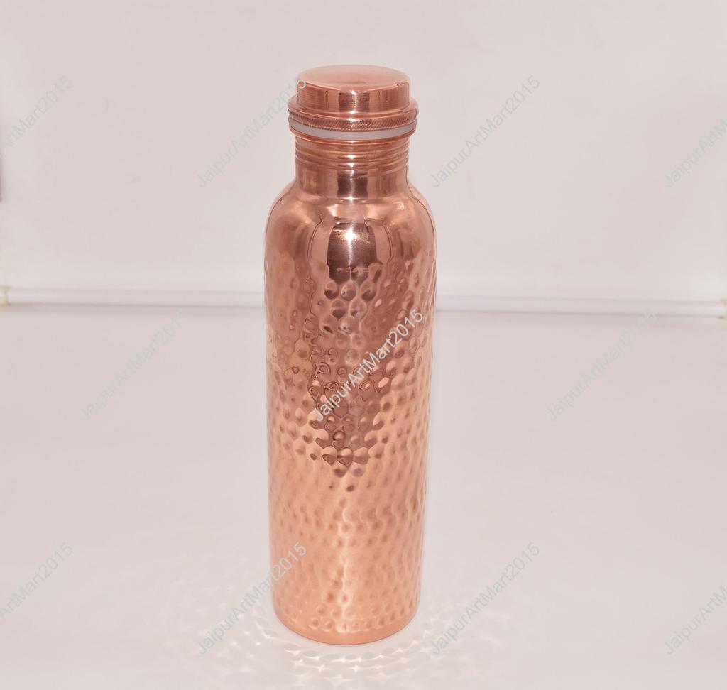 Pure Copper Bottle for Drinking Water - Indian Handmade Ayurveda and Yoga Health Benefits Water Bottle Copper Anniversary Gift - 32 Oz
