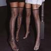Женские пикантные сапоги выше колена со стразами, черные сапоги до колена на шпильке с острым носком, сетчатые носки в сетку, сапоги на высоком каблуке