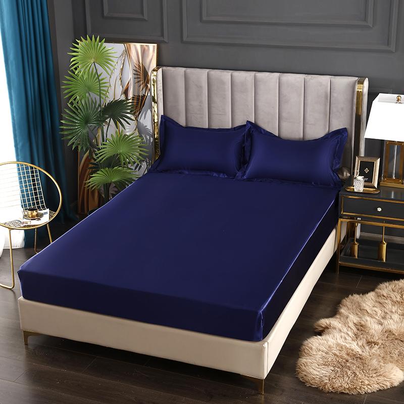 Новая атласная простыня в европейском стиле, наматрасник из искусственного шелка, эластичная лента, простыня King 140x200 160x200, без наволочки, постельные принадлежности