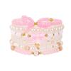 Sweet Pink Heart Bow Pearl Bracelet Set for Women