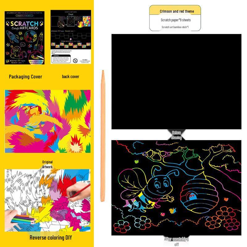 Colorful Laser Scratch Art Sticky Notes for Kids: Christmas Drawing and Coloring Book