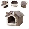 Cat Cave Bed ,Pet House ,Light Grey Removable Cushion Indoor Small Pets Tent Dog Plush for