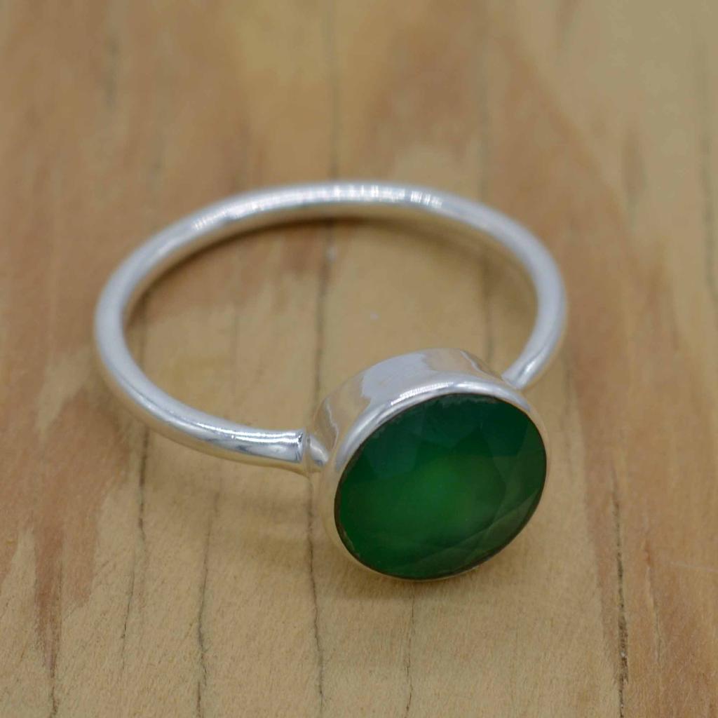 Green Onyx 925 Sterling Silver Ring, Onyx Gemstone Handmade Women Boho Ring