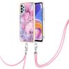 YB Серия IMD-18 Стиль E IMD Чехол для телефона для Samsung Galaxy A53 5G 2,0 мм ТПУ Гальваническое покрытие Мраморный узор Чехол со шнурком