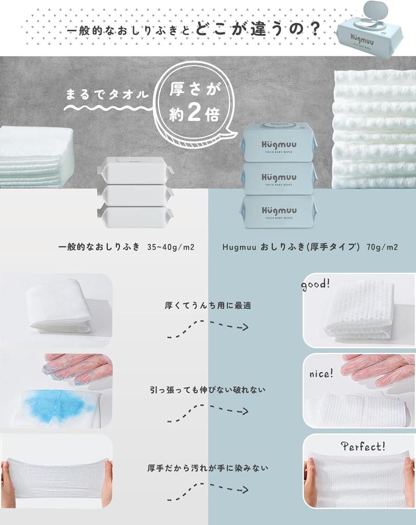 Baby Wet Wet Baby Butt Wipes Hugmuu Moisture Set of Wipes, Wipes, Thick, Towel-like Tissues, [Hugmuu] Wet, 99% (Thick 9)