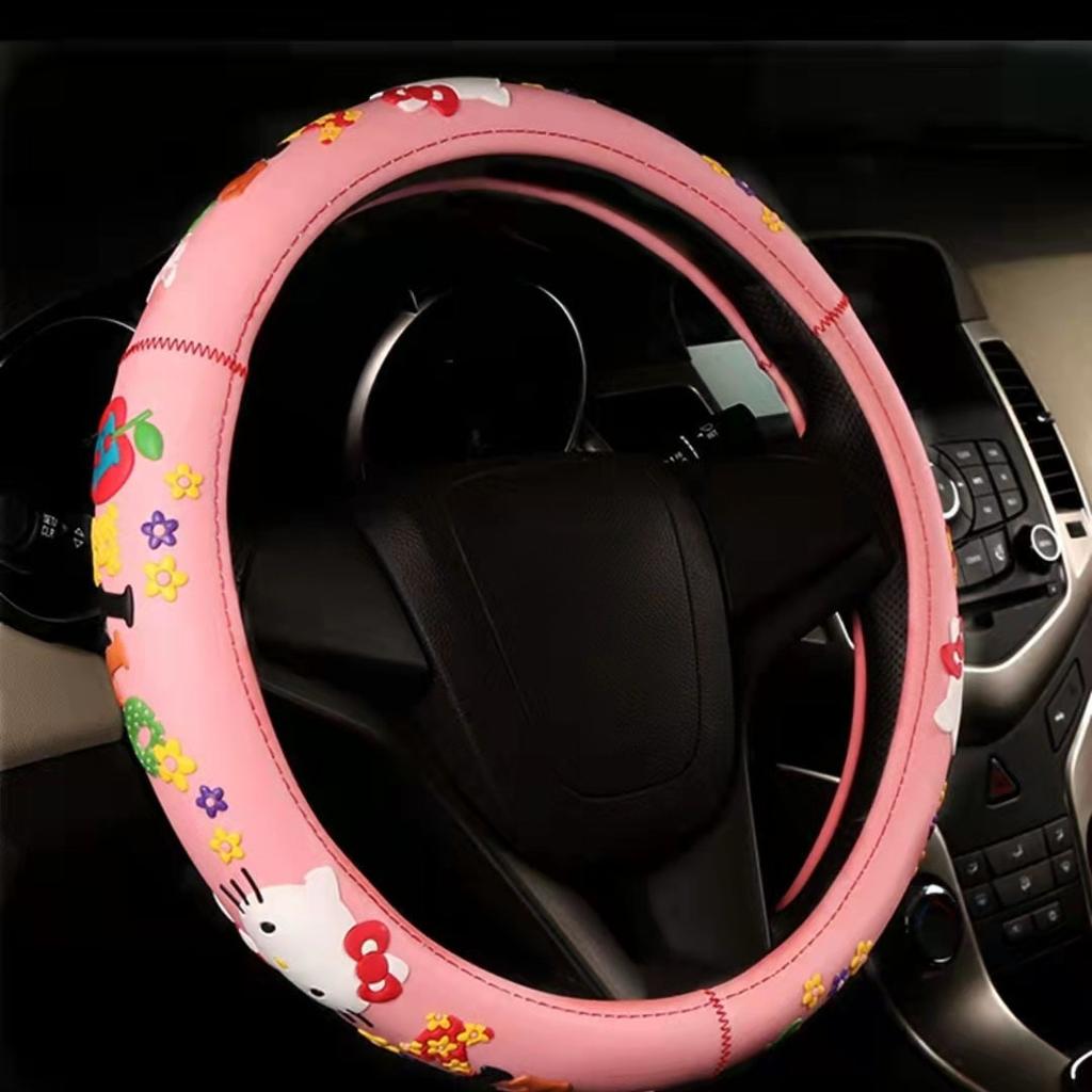38 см Чехол на руль автомобиля Hello Kitty Универсальный Декоративная накладка на ручку Милый Противоскользящий Впитывающий пот Мультяшный чехол на руль
