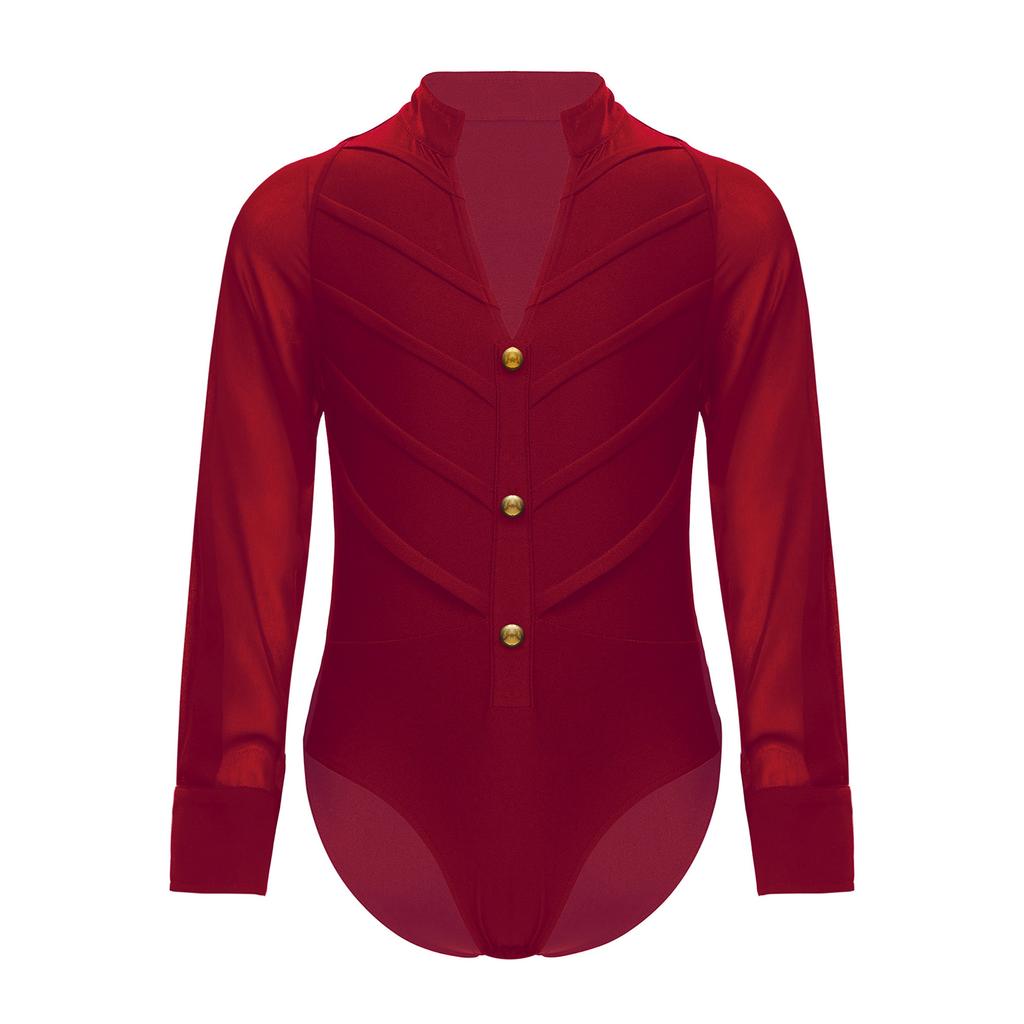 Боди для латиноамериканских танцев для мальчиков, с длинным рукавом, воротником-стойкой, леотард, костюм для сцены, соревнований