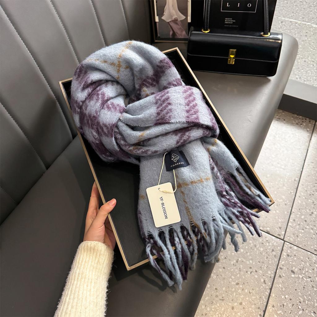 Женская утолщенная теплая шаль осень-зима клетчатая шейная шаль для мужчин и женщин шарф роскошная одежда женский кашемировый дизайнерский шарф Bufandas