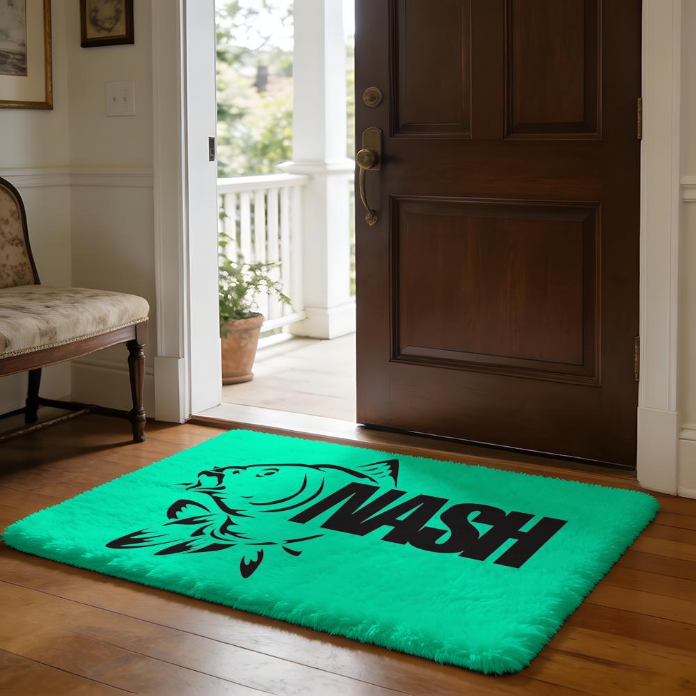 Floor Mat Soft Flannel Rug Non Slip Absorbent Mat for Bathroom Bedroom Home Decor N Nash Fishing logo