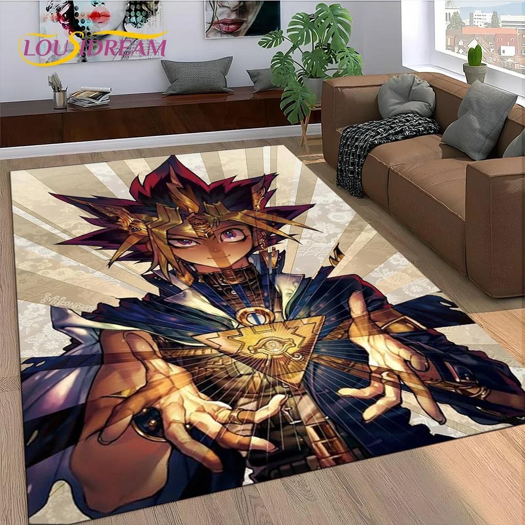 2025 New Yu-Gi-Oh Blue Eyes Dragon Monster Gold Card Cartoon Game Carpet Rug for Bedroom Living Room Home Sofa,Decor Floor Mat