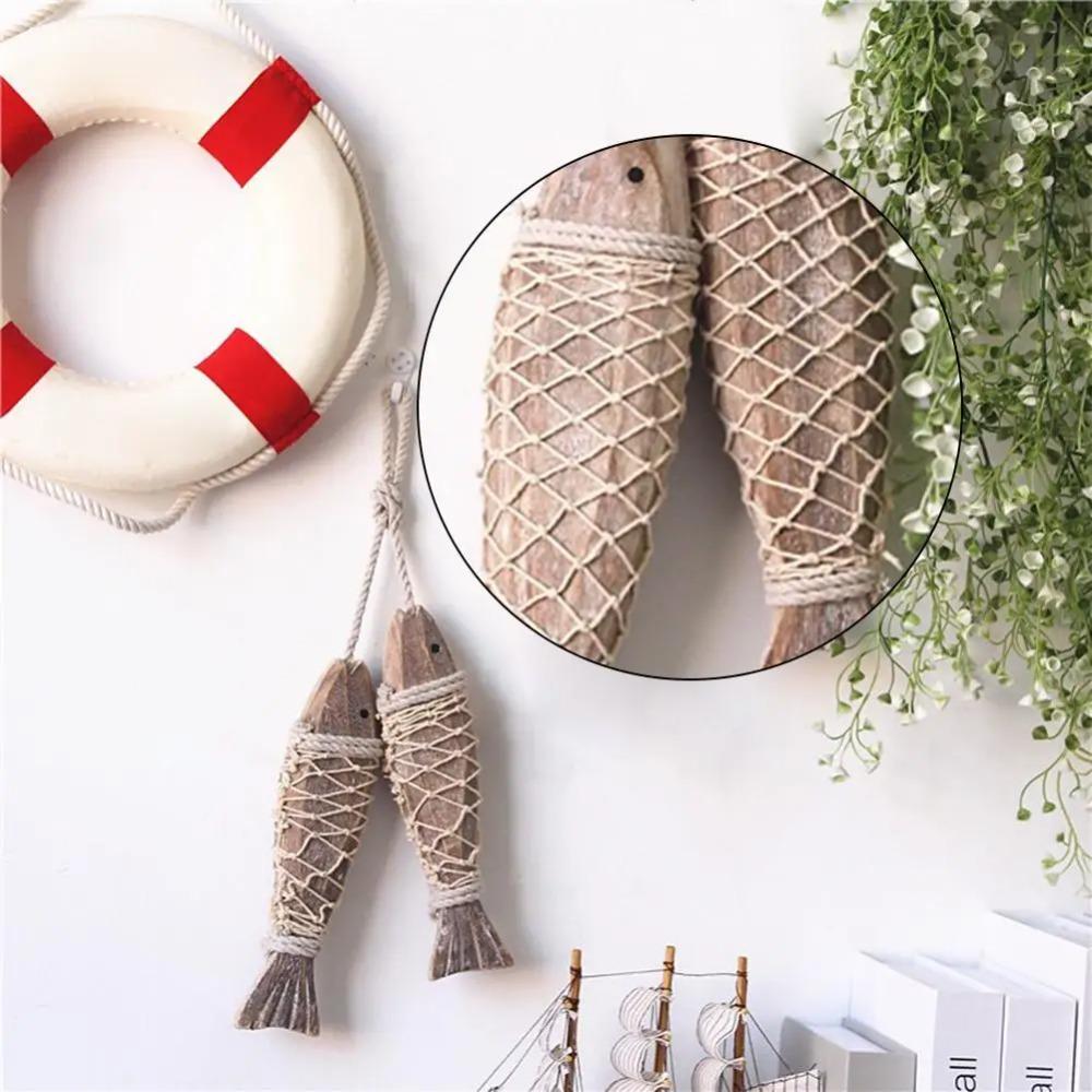 Mediterranean Fish Ornament Hanging Wall Hanging Decor Vintage Wooden Pendant Home