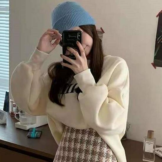 Женский весенне-летний комплект из двух предметов: флисовый свитшот для миниатюрных + шерстяная юбка А-силуэта