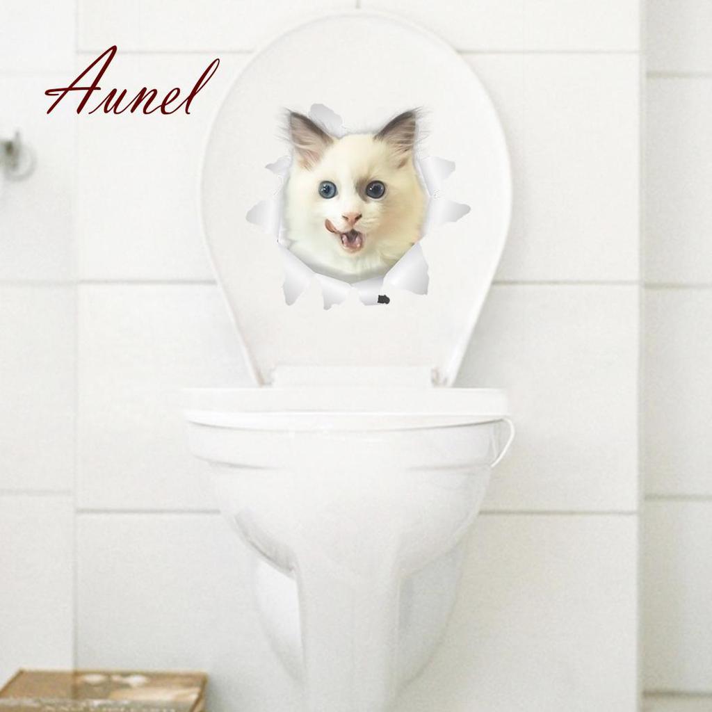 3D термоаппликация с кошкой для ванной, туалета, декора стен