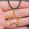 Ожерелье 45 см Кожаная цепочка Большая пятиконечная звезда Солнце Луна Пентаграмма Минималистичные компоненты для украшений QN072