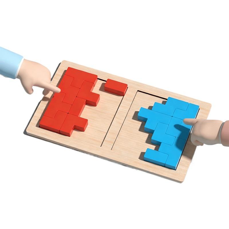 3D Тетрис Блоки 2 Игрока Битва Головоломка Деревянная Игрушка для Детей Взрослых Семейной Вечеринки Соревнование Тренировка Мышления