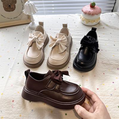 Осень Новый Стиль Модный Бант Удобная Мягкая Подошва Девочки Кожаная Обувь