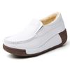 Fashion Women Platform Shoes PU Leather Wedge Heels Waterproof Loafers Non-slip Casual Walking Shoes Slip-on Mother Shoes