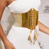 PU Leather Female Waistband High Waist Wide Waist Belt Personality Gold Cummerbunds Dress