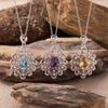 Color Treasure Ювелирное изделие Натуральный Цитрин Аметист Топаз Ожерелье Женское S925 Стерлинговое Серебро Винтажное Полое Цветочное