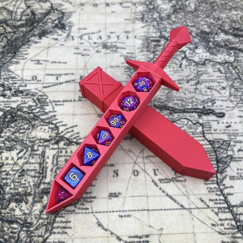 Коробка для хранения в форме меча, напечатанная на 3D-принтере, с кубиками для игр Dnd Rpg Trpg, кубики для игры Dnd, держатель для ролевых кубиков, настольное украшение, хранилище Бо