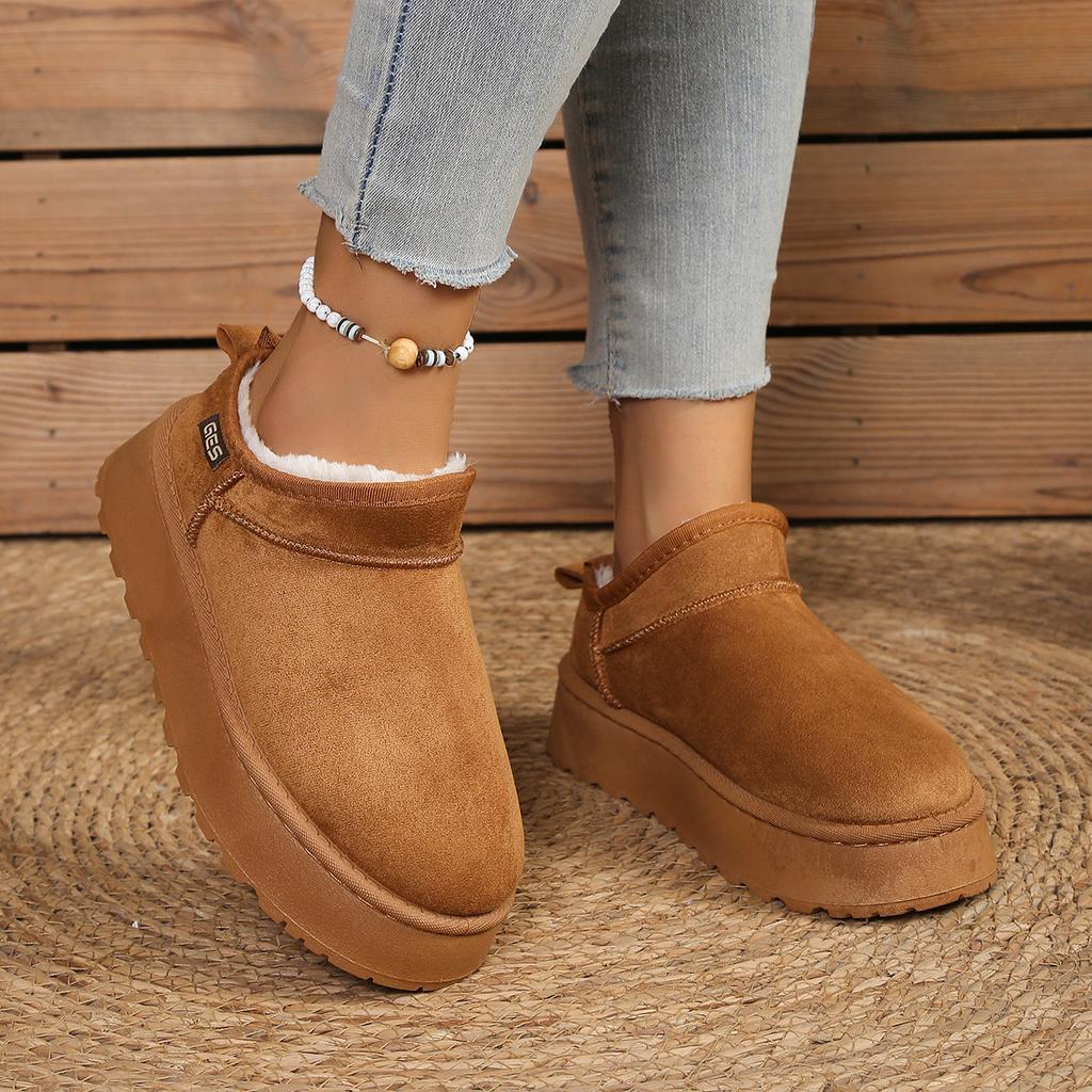 Женские зимние ботинки большого размера, новые, на толстой подошве, удобные, бархатные, теплые, женские хлопковые ботинки, женские средние хлопковые ботинки