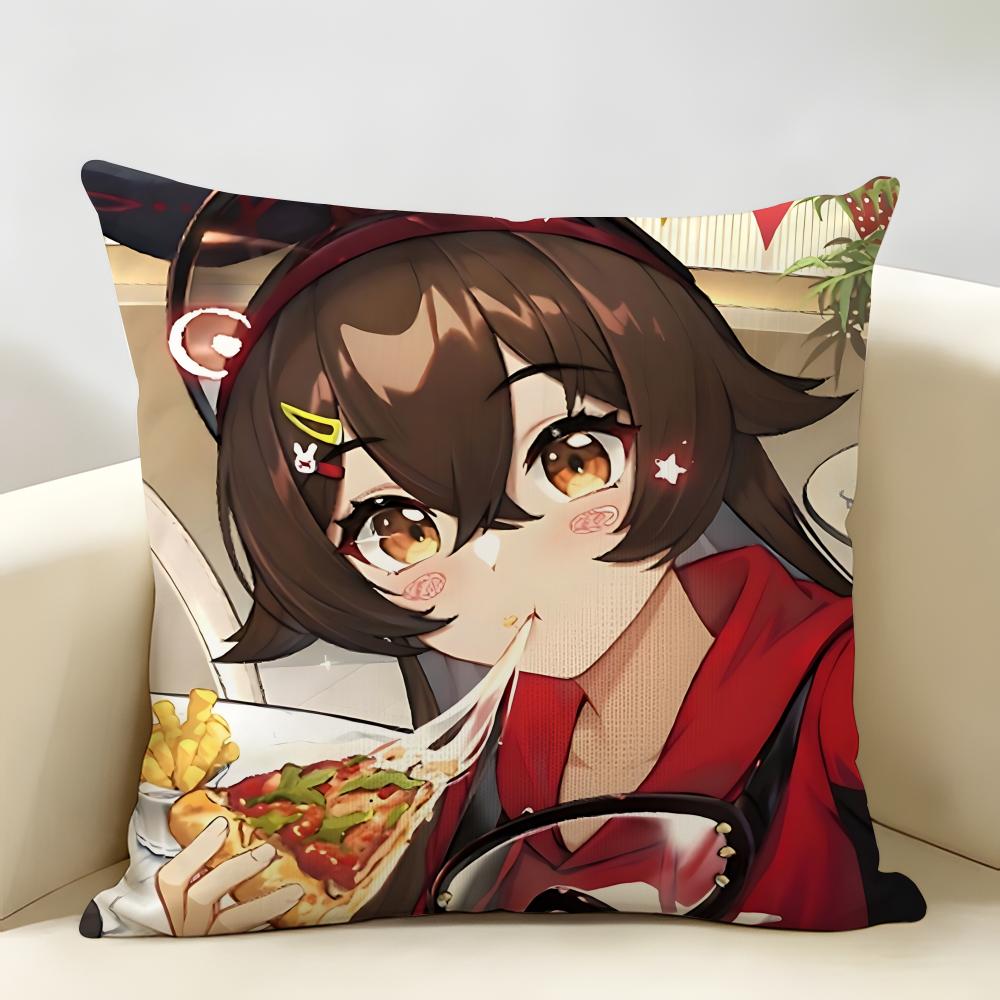 Amber Genshin Game Cushion Cover Natural Linen Organic Fabric DoubleSided Printing Room Sofa Decor Pillow Case