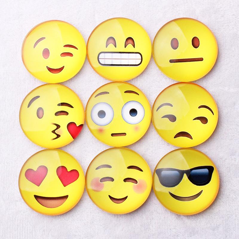 20 pcs/lot Cute Refrigerator Magnets, Dome Glass Fridge Magnet, Cartoon Expression Glass Magnetic Stickers