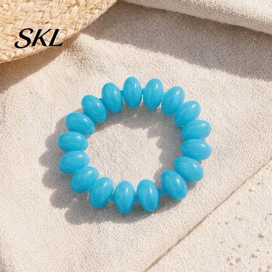 Wrist Accessory Bead Bracelet for Women, Colorful Acrylic Beads Elastic Adults Stretch Bracelet, Boho Summer Beach Vacation Jewelry Female