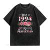 30-летняя Сделано в 1994 году Цветочная 30-й День Рождения s Женская Футболка винтажная Стирка Дышащая Унисекс Слегка Повседневная Мягкая Стильная