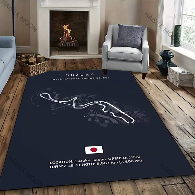 F1 Имола Монако Трасса Напечатанный Четыре Сезона Ковер для Комнаты Дивана, Декоративный Коврик на Тему Формулы 1 Мотоспорт, Ковер для Любителя Гонок