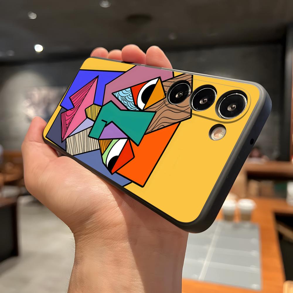 Абстрактная арт чехол для телефона Пикассо для Samsung A56 A36 A26 A16 A15 A25 A35 A55 A14 A34 A24 A54 Черный Мягкий чехол