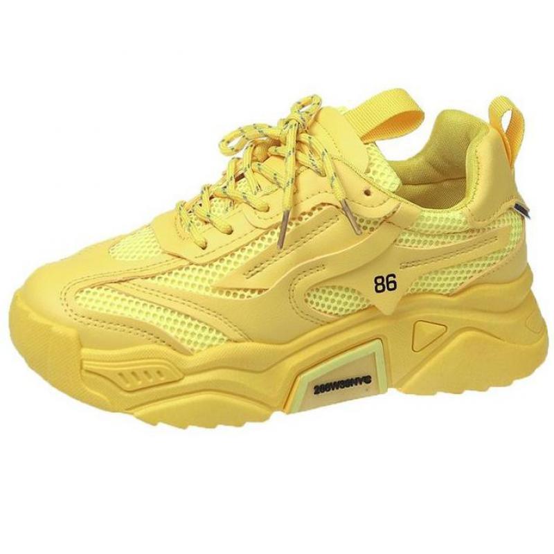 Желтые кроссовки для женщин, платформа, спортивная обувь для женщин, кроссовки на толстой подошве, белые массивные кроссовки, женская обувь для ходьбы на открытом воздухе