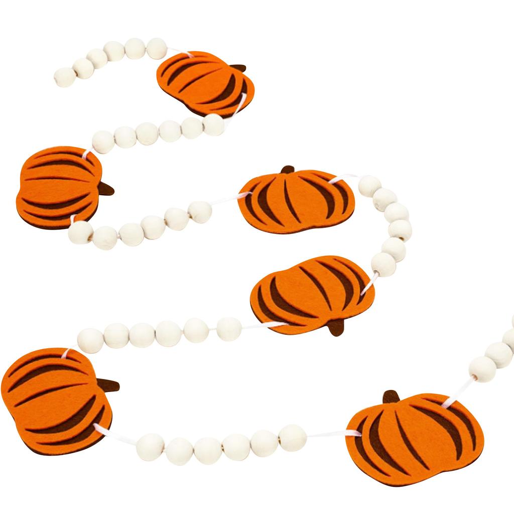 Fall Decor Wooden Wreath Home Fall Decor Thanksgiving Wooden Bead Wreath Banner Mantel Wall, Halloween Decor Interior