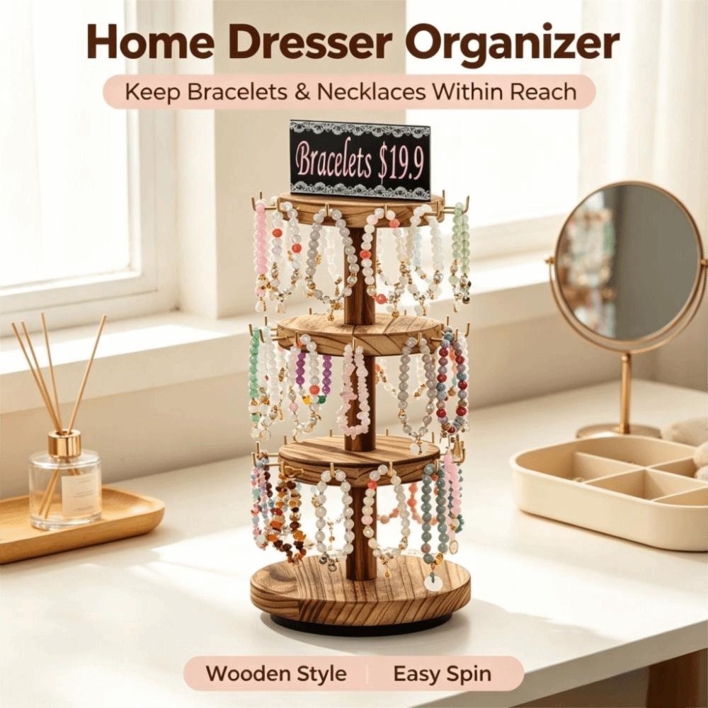 Multi-layer Jewelry Display Stand 43*17.5cm Rotatable Jewelry Organizer Home Dresser Storage