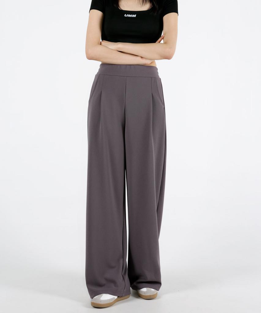 UMM Women'S Back Elastic Single-Pleat Wide Spandex Pants 2 Colors