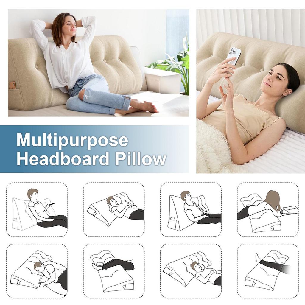 Подушка-клин для изголовья, подушка-валик для изголовья со съемным чехлом, подушки для тахты, двухъярусной кровати для сидения, чтения или работы в постели