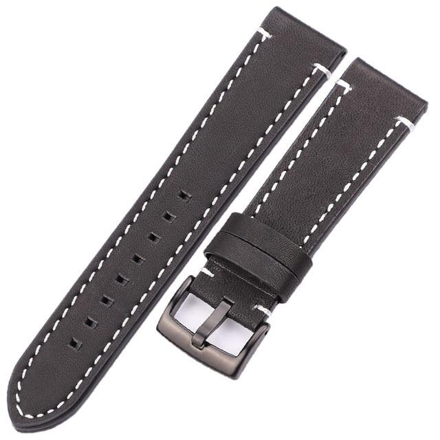 Genuine Leather Watchbands 18mm 20mm 22mm 24mm Black Dark Brown Women Men Cowhide Watch Band Strap Belt With Buckle