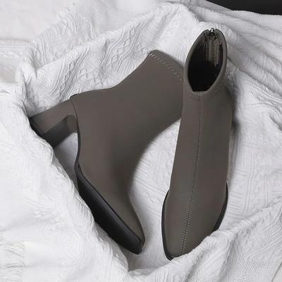 Короткие сапоги из натуральной мягкой кожи на высоком каблуке для женщин, новые весенние, осенние и зимние, квадратные, узкие и тонкие сапоги