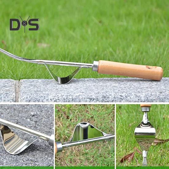 Из нержавеющей стали для удаления сорняков, садовый ручной прополочник, ручной прополочник с деревянной ручкой для двора, газона, фермерского инструмента для прополки