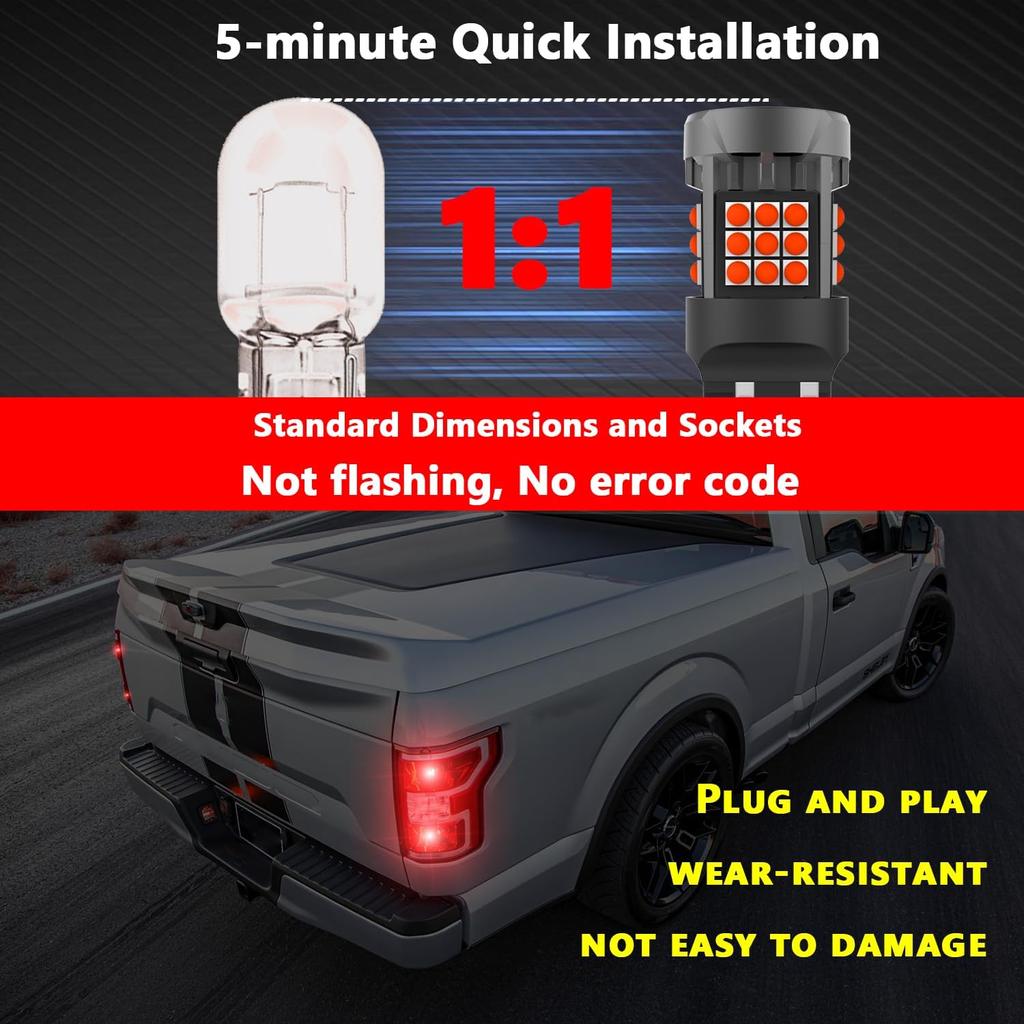 7440 LED Brake Light Bulb Red for Ram 1500 2500 3500 4500 5500 -2024 2025, Super Bright 7440LL W21WLL Rear Tail/Turn and Stop Lights, Pack of 2