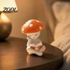 Decorative Mushroom Dolls Meditation Resin Figurine, Cute Red Statue for Desk Office Small Ornaments Windowsills Living Room Tabletop Decor,