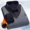 Винтажный клетчатый свитер-пуловер мужской, толстый, теплый, вязаный, зимний, осенний, пэчворк, мужской, с флисовой подкладкой, воротник-поло, пуловеры