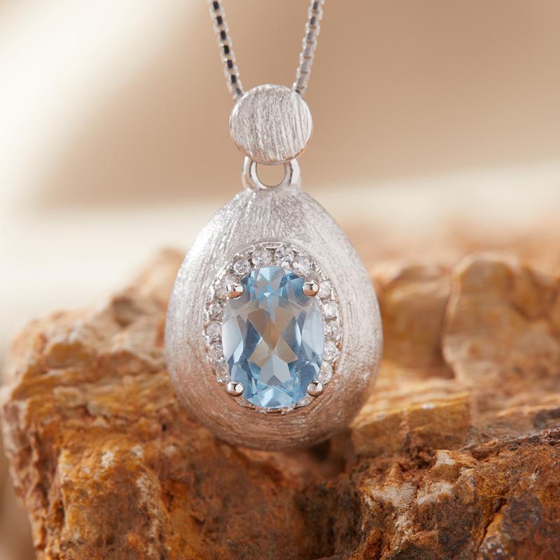 Натуральный аметистовый кулон-ожерелье женское S925 стерлинговое серебро матовое с танзанийским диопсидом топаз гранат цветной сокровище