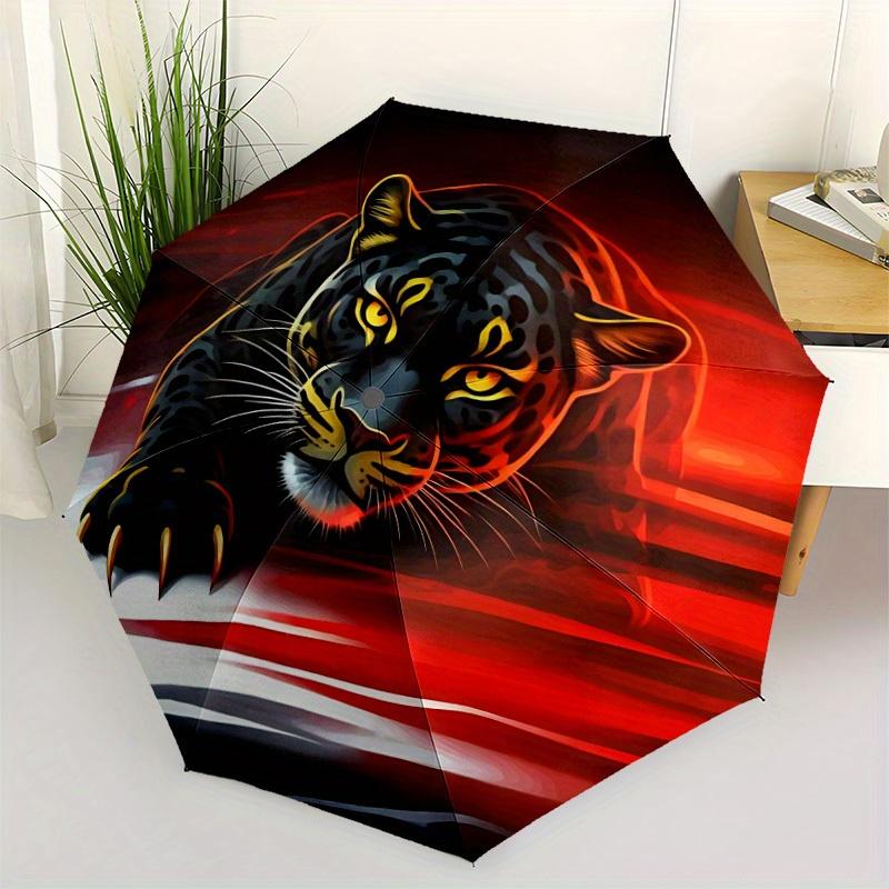1pc Jaguar Print Umbrella - 8-Rib Automatic Open/Close, Fashionable Compact Umbrella for Outdoor Adventures yy250813134