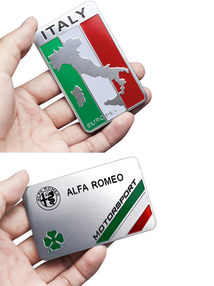 AAACP1 Car Aluminum Badge Body Decor Sticker For Alfa Romeo Italy Giulietta GT 159 147 156 Mito Brera Giulia F1 Stelvio Volante Clover