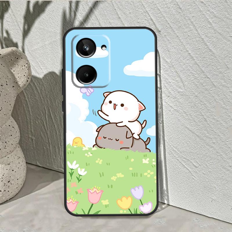 Мультяшный Чехол-Кот Персик Моти Для Realme C53 C30 C55 C33 C35 C31 C21Y C25s C15 C11 GT Neo 5 3T 2T 8 9 10 11 Pro Plus
