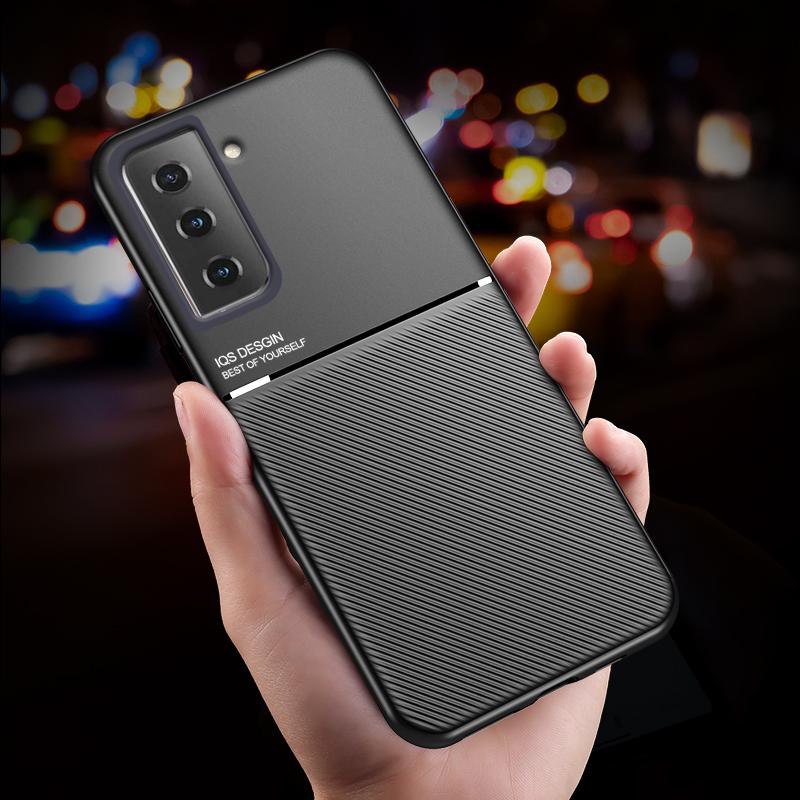 For Samsung Galaxy S 21 FE Case Car Holder Magnetic Plate Leather Phone Case For Samsung S21 FE S21FE S 21FE 5G 6.4 Back Cover