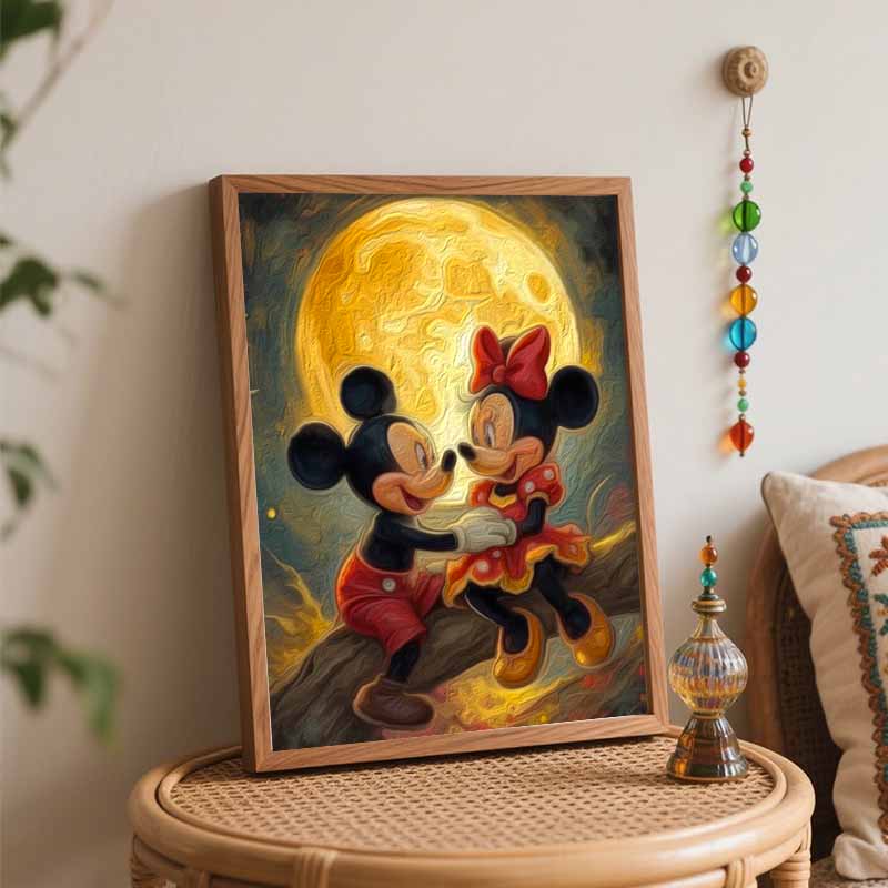 Disney Набор "Раскрась по номерам" Микки Минни Рисунок на Луне Холст DIY Картина Домашний Декор Подарок для Любителей Масляной Живописи Disney Современное Искусство на Стену